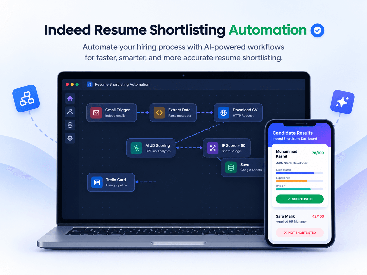 AI-powered Indeed resume shortlisting automation