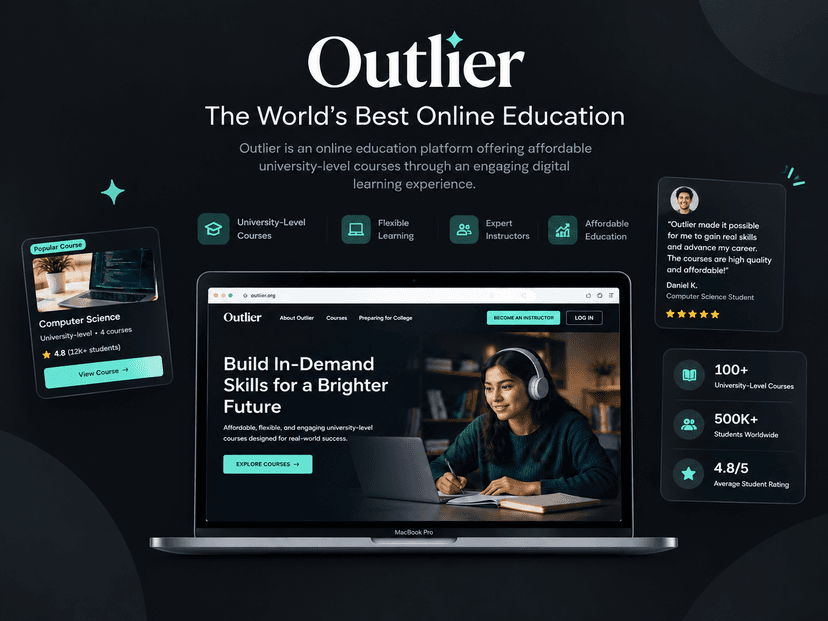 Outlier online education web platform developed by Expertizo