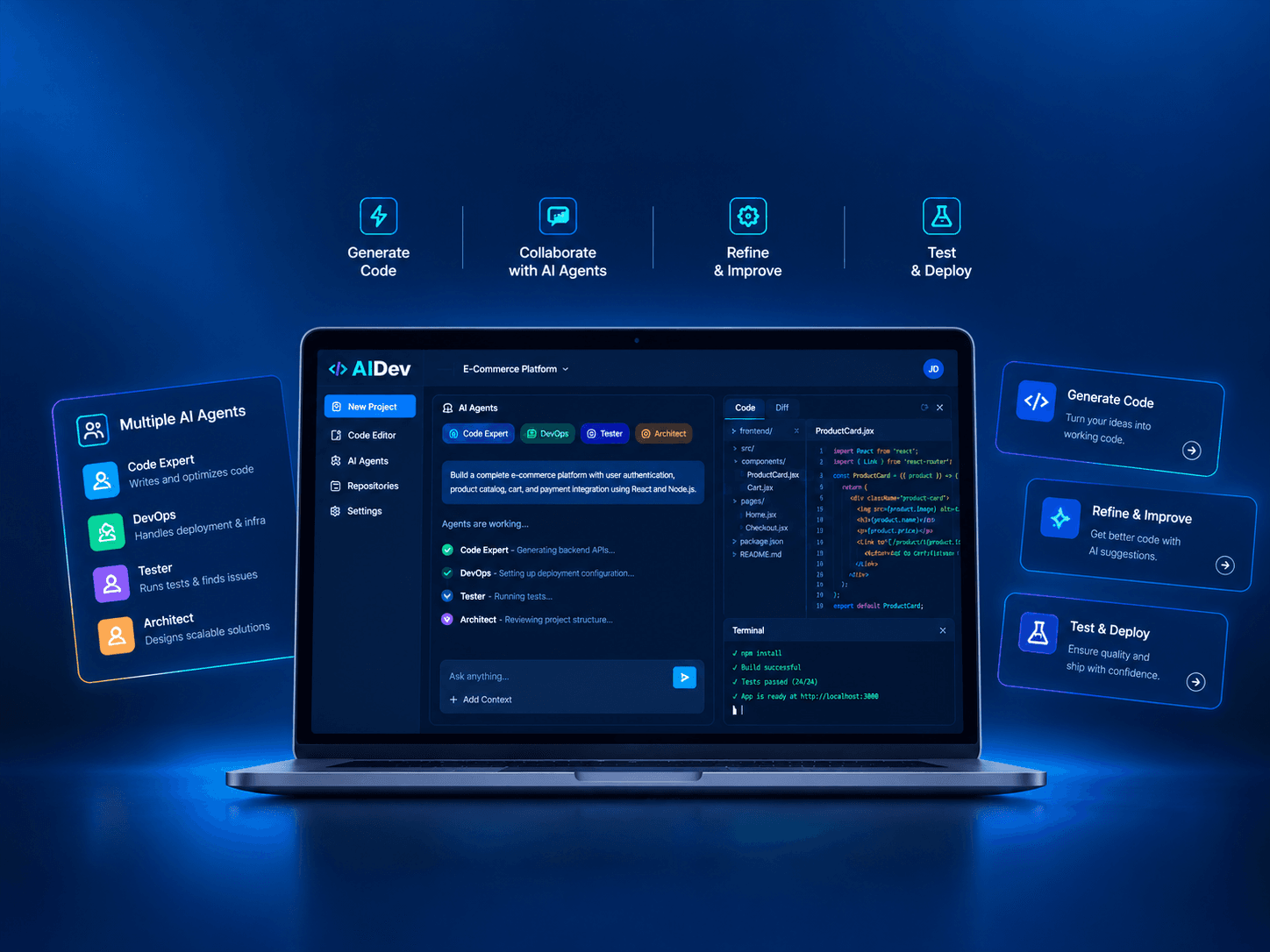 AIDev AI code generation platform interface